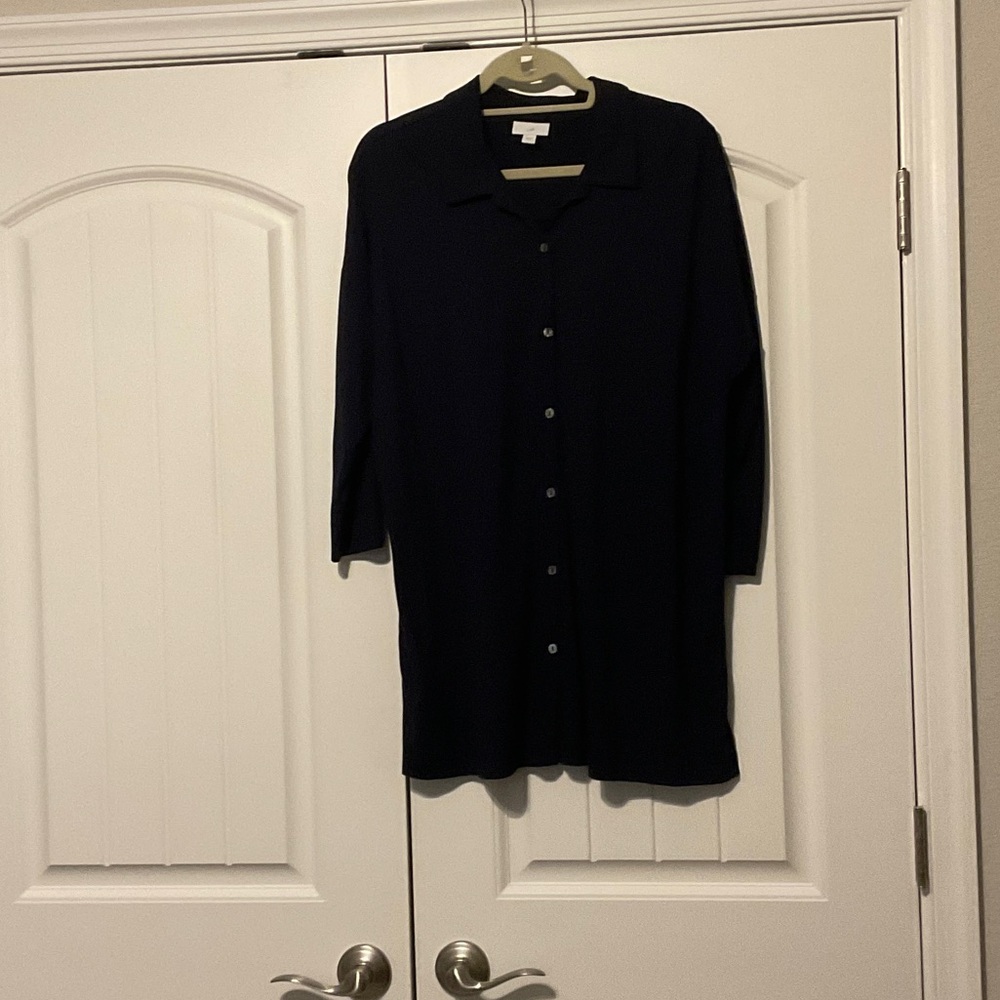J. Jill Navy Button-Up Blouse